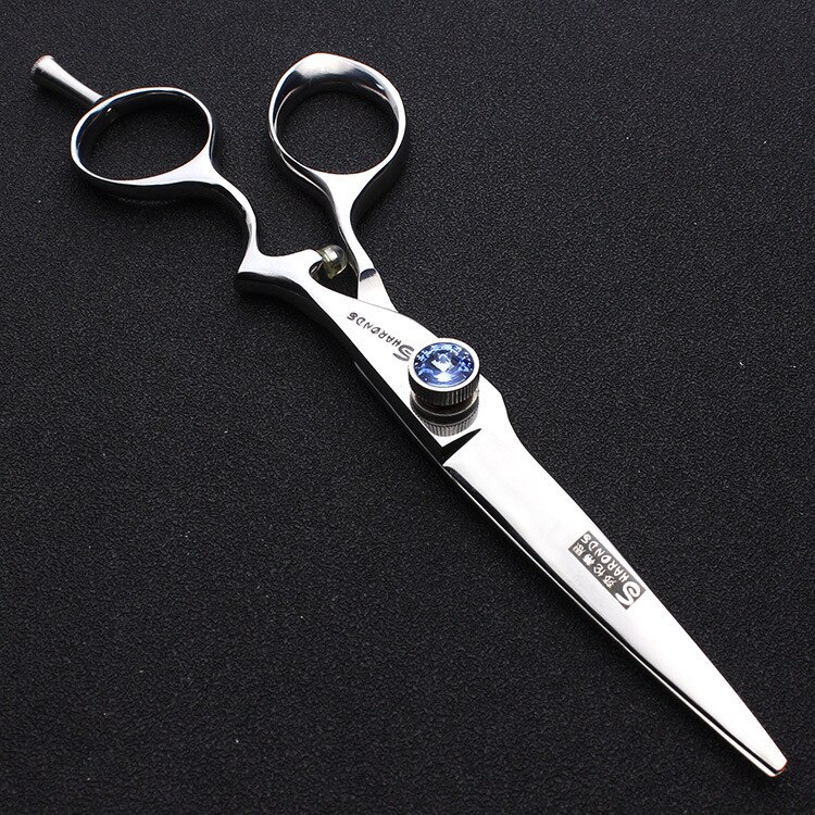 6 inch hairdressing scissors special scissors hair salon haircut sharp blue red exquisite scissors set: blue crystal cutting