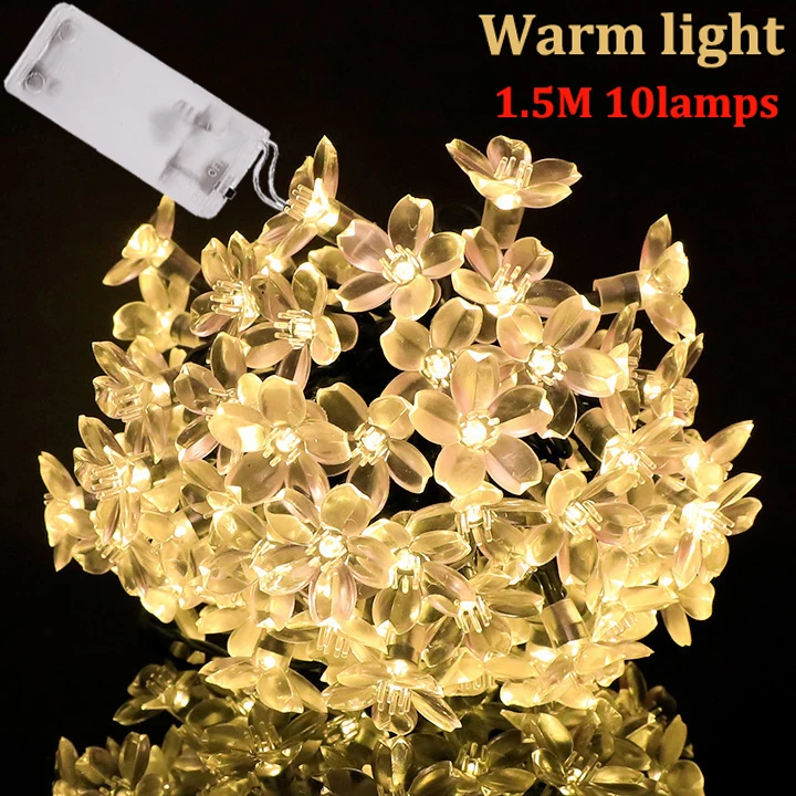 Solar Flower Lights Cherry Blossom String Light Waterproof Garden Fairy Lighting Strings Wedding Party Christmas Decoration: RGB