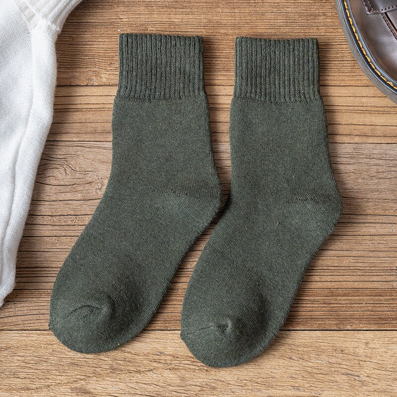 Winter warme damessokken effen kleur badstof dikke sokken dames 1 paar/verpakking: Groente