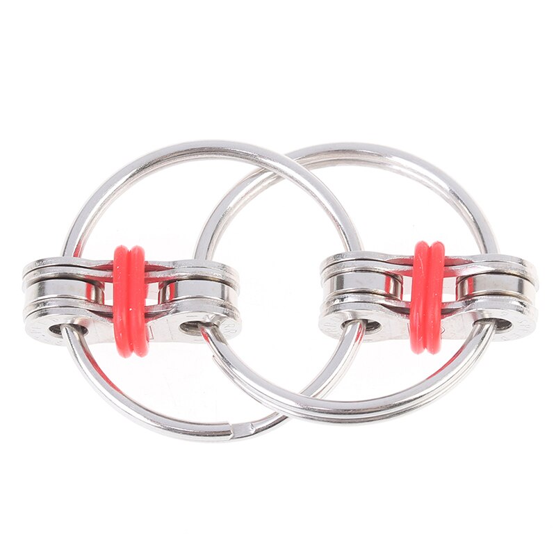 La descompresión cadena Fidget Spinner mano Spinner tri-Spinner dedo juguetes bicicleta cadena Anti-estrés juguete llavero anillo de llave: RD