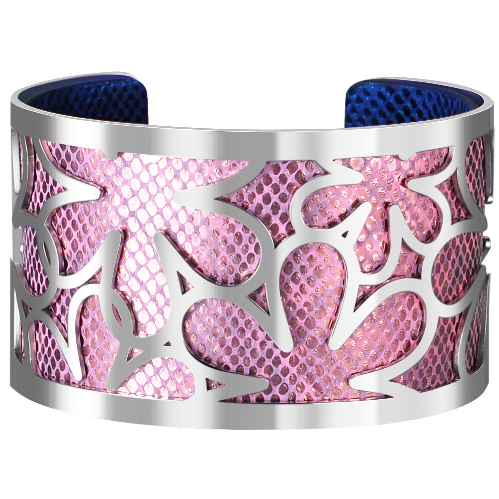Brazalete de botón magnético intercambiable para mujer, pulsera de cuero de PU, pulseras de joyería india de Georgettes, brazaletes de amor para mujer: 4CM-F