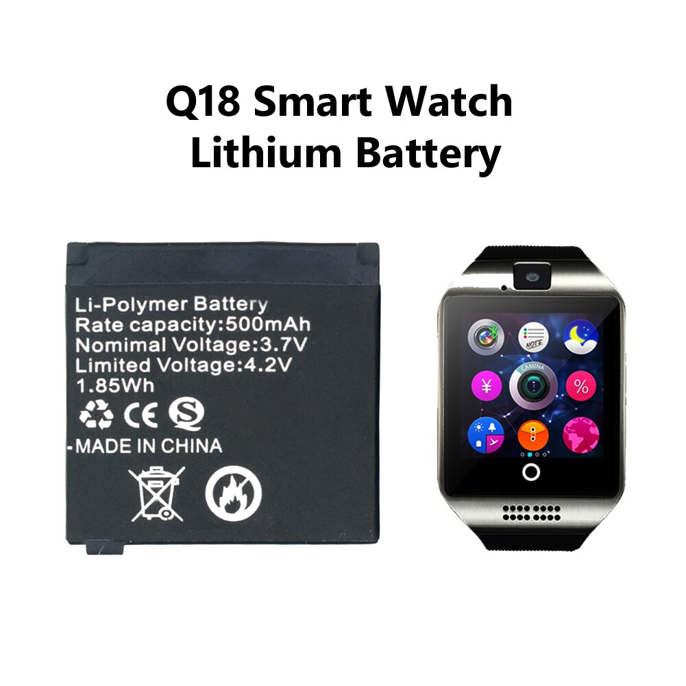 For Q18 Smart Watch 2 Pieces 3.7V Rechargeable Li-ion Polymer Batteries 500mA Lithium Li-po Battery Smartwatch Replace