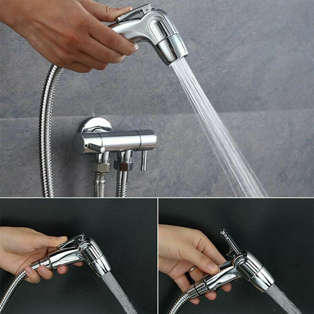 Stainless Steel Bidet Sprayer Set Bathroom Bidet Toilet Connector&Bracket& Base Kit Shower Faucet Accessories