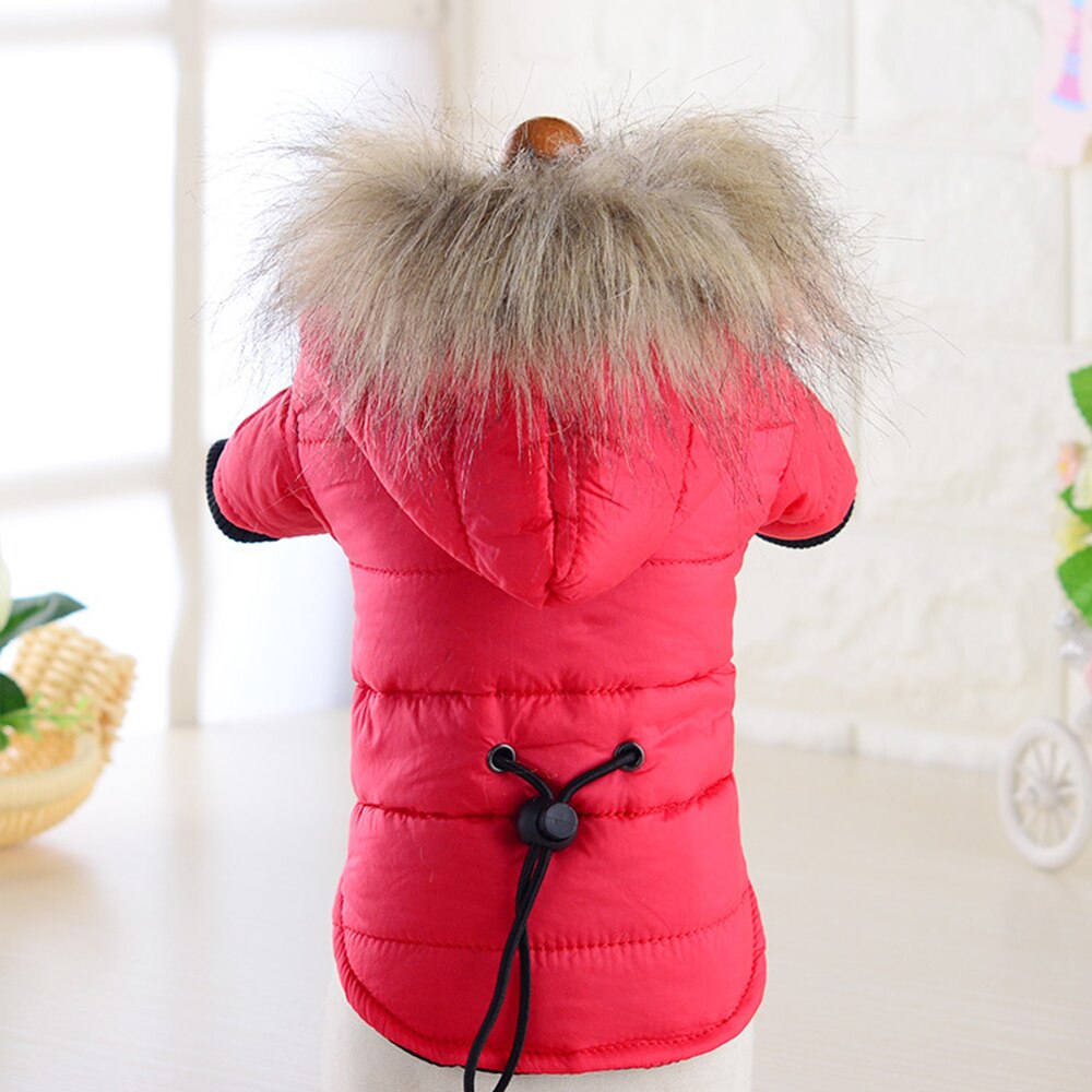 Clothes Winter Warm Pet Dog Jacket Coat Down Cotton-Padded jacket Costume Puppy Clothing Hoodie Coats Haustier Mantel: Red / XL