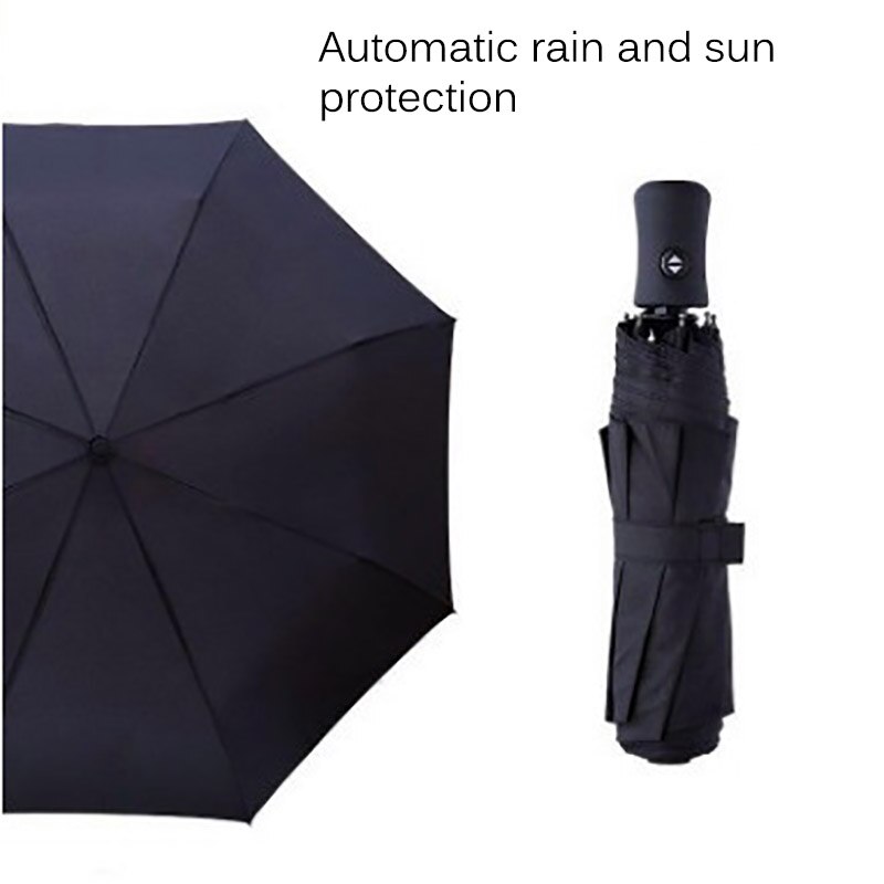 Paraguas de negocios para hombre y mujer, equipo de lluvia totalmente automático, a prueba de viento y lluvia, grande, color negro, para día lluvioso y lluvioso