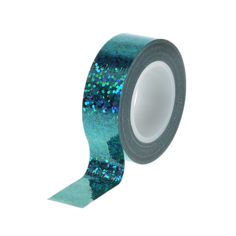 Rytmisk gymnastik dekoration holografisk glitter tape ring stick stick tilbehør: Blå