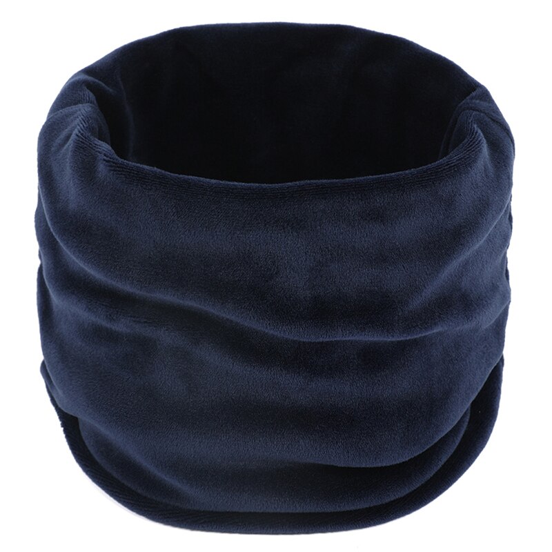 Winter Goud Fluwelen Ring Sjaal Voor Vrouwen Effen Kleur Zachte Halswarmer Vintage Vrouwen Mannen Cirkel Snood Sjaals Paar Unisex: Marineblauw