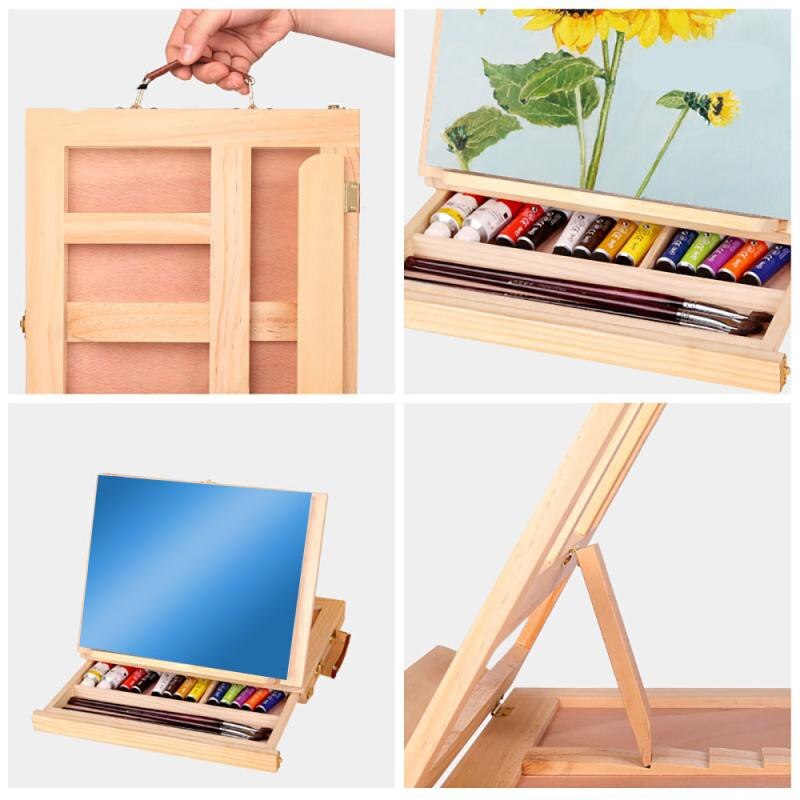 Multifunction Painting Easel Artist Desk Easel Portable Miniature Desk Light Weight Folding Easel For Storage Or During Trips