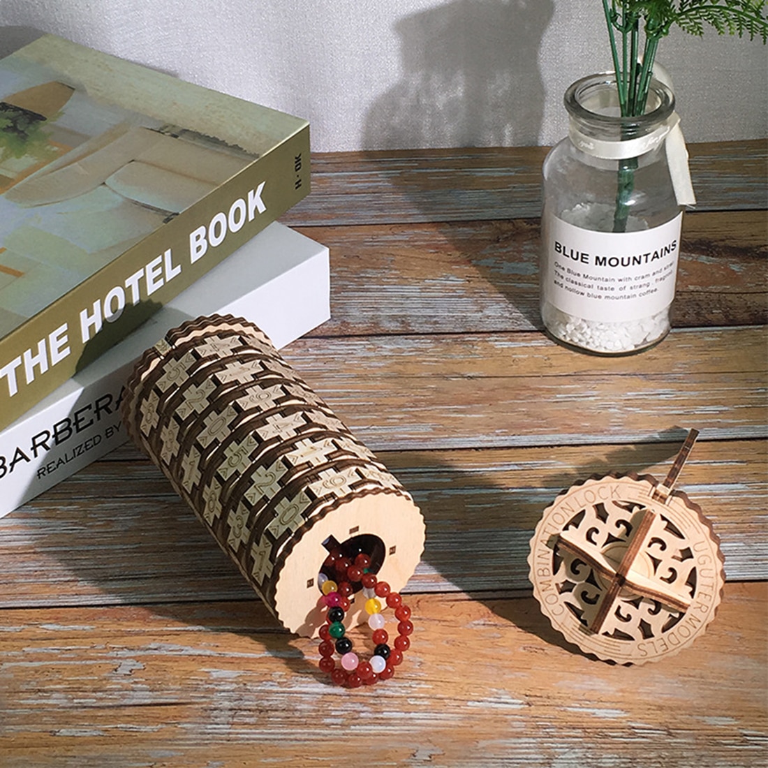 Holz Da Vinci Code Anzahl Passwort Zylinder Schloss Montage lehrreich Mathematik Spielzeug -S/L