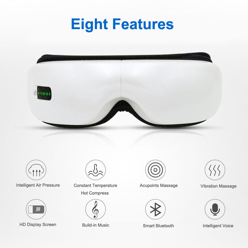 Smart Eye Massager with Heat Vibration Air Pressure Bluetooth Music Eye Care Massage Device Eyes Fatigue Relief Therapy Glasses