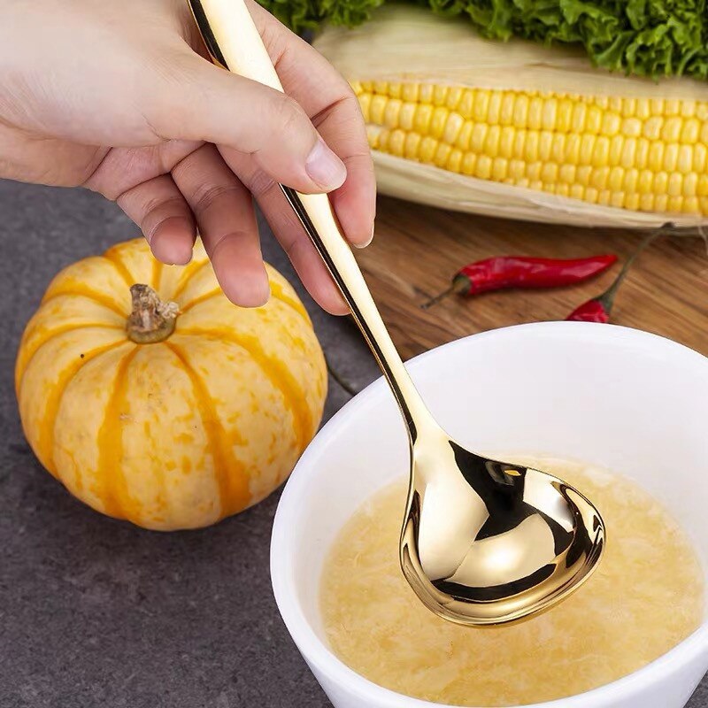 304 Stainless Steel Spoon Soup Ladle Scoop Family Soup Spoon Serving Colander spoons Cooking Spoon Kitchen Accessories Utensil