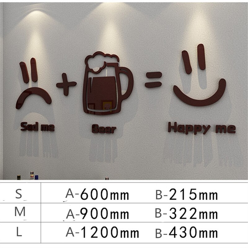 Bar Decoration Wall Stickers Pot Restaurant Roast Meat Shop Background Wall Decals Stickers Beer Bar Smiley Mural