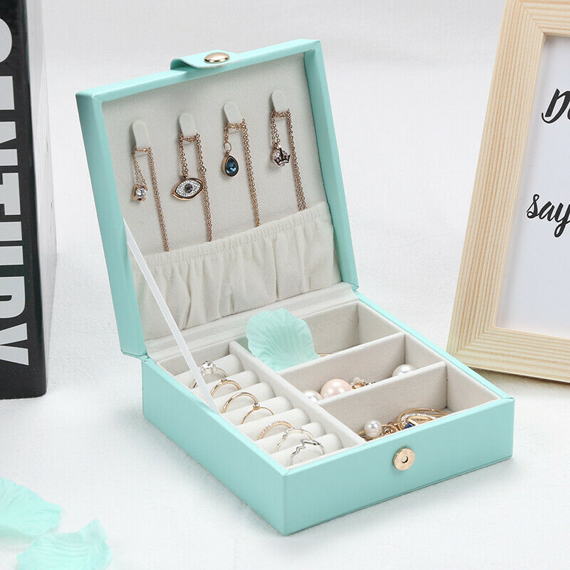 Koreanischen Stil Frische Und Einfache Mädchen Ohrringe Platte Schmuck Box Protable Leder Ohrringe Ring Multi-funktion Schmuck Lagerung Box