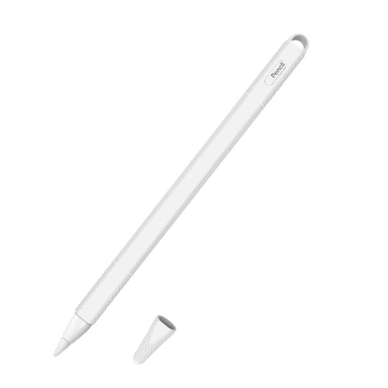 Tablet touch stylus pen beskyttende dæksel taske blød silikone tip hætte ærme skridsikker til æbleblyant 2: Hvid