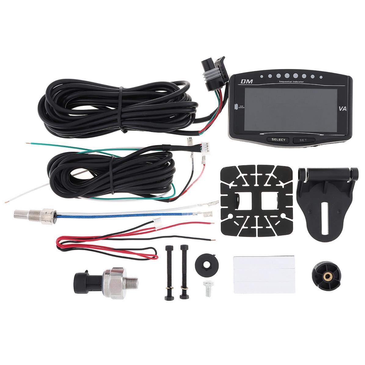 5 In 1 12V Auto Lcd Elektronische Oliedrukmeter + Volt Voltmeter + Water Temperatuurmeter + Brandstof gauge + Toerenteller Met Sensor