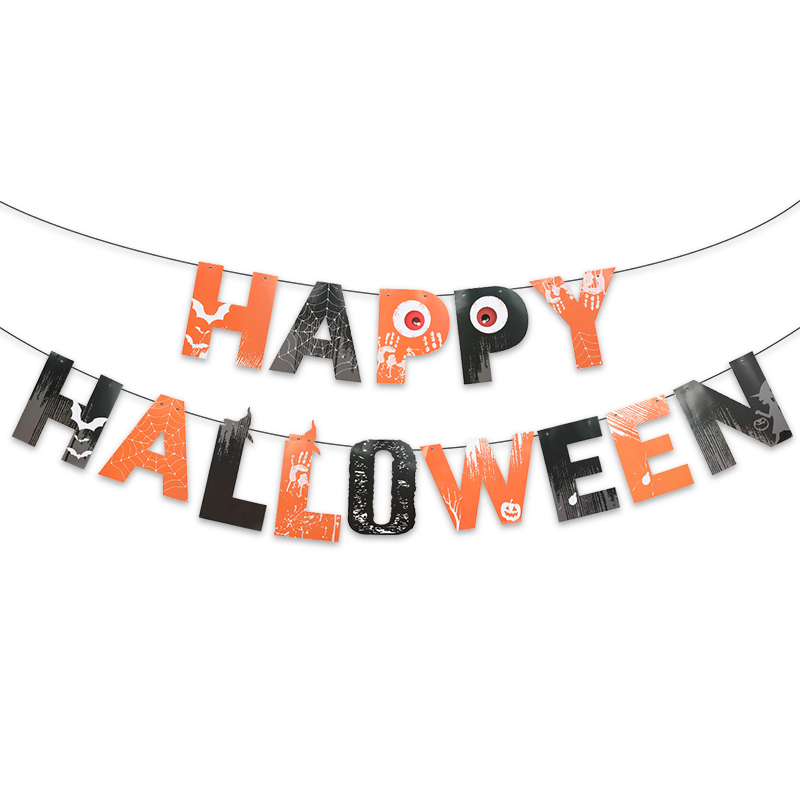 Halloween Party Banner Hanging Pendants Bat Pumpkin Paper Garland Trick or Treat Happy Halloween Decoration Supplies Home: MINT GREEN