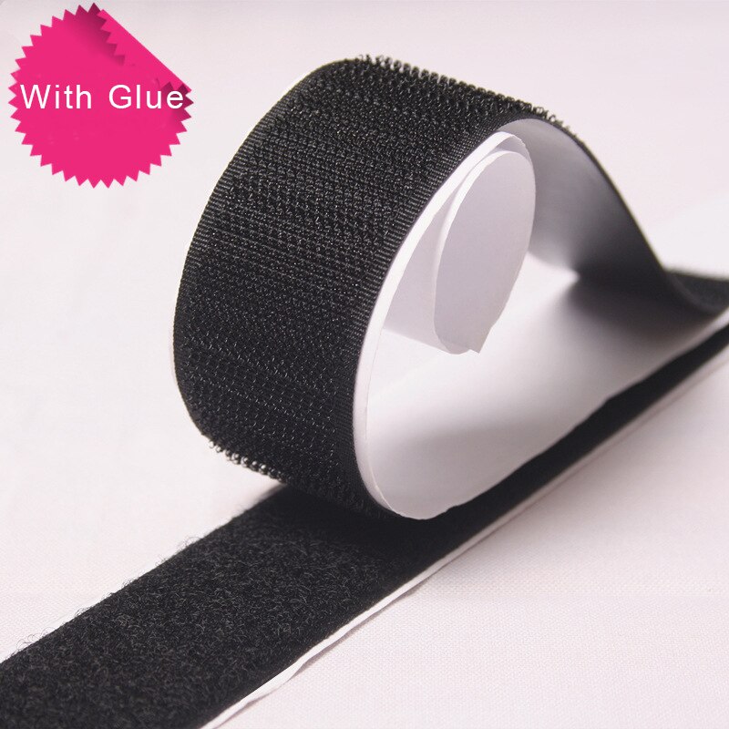 16/20/25mm Black White Hook and Loop Fastener Tape Magic Nylon Sticker Adhesive Hook LoopDisks Tape Sewing With Strong Glue 5m