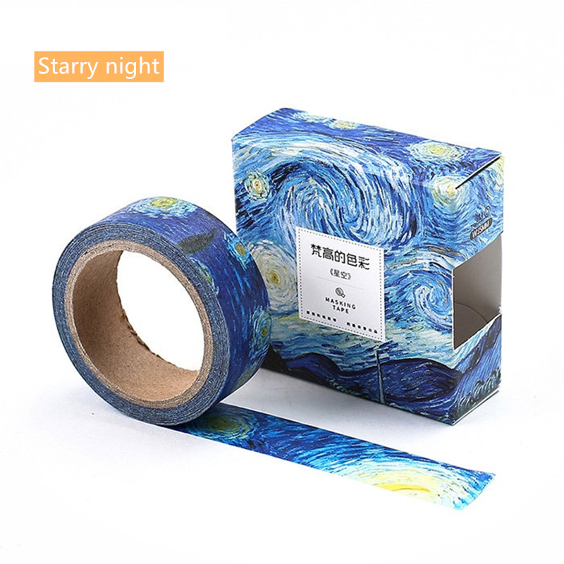 1Pcs Van Goah Schilderen Washi Tape 15Mm Starry Night Zelfklevende Decoratieve Masking Tapes Voor Journal School Office Stickers h6186: Starry night
