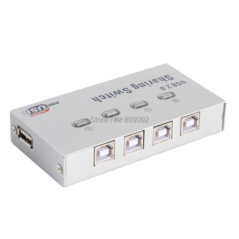 4 Ports USB 2.0 Sharing Switch 4 in 1 Out USB Switcher Adapter Box Selector Box USB Hub for PC Scanner Printer Copier Plotter