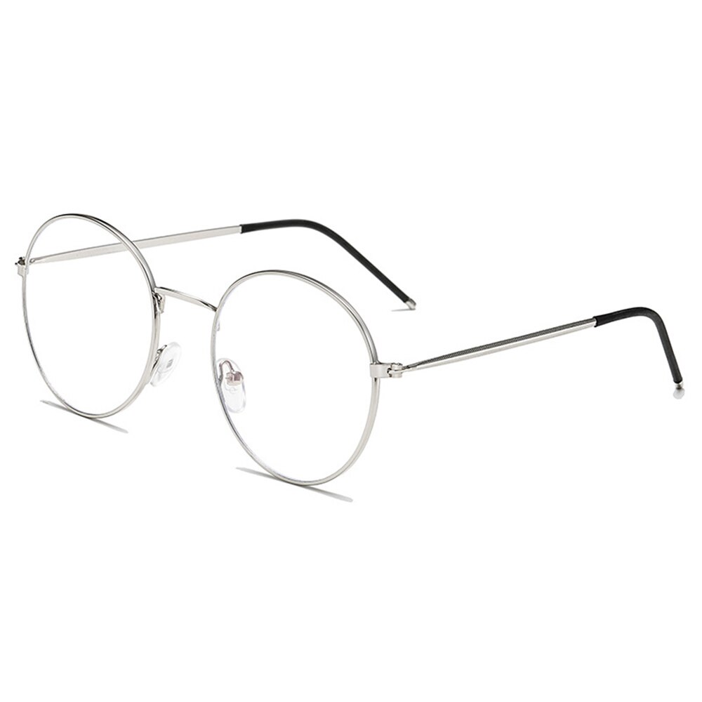 Vintage retro runde metal brille ramme kvinder mænd anti blå lys stråle blokerende øje computer briller rammer klar linse briller: Sølv