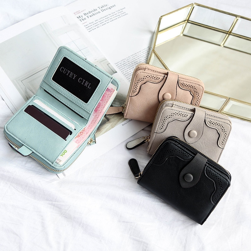 nouvelles femmes portefeuilles en cuir synthétique pour femmes court sacs à main dames de argent sac petit mignon pochette porte-carte Carteras