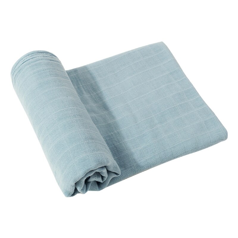 1Pc 120cm*120cm Bamboo Cotton Swaddle Blanket Muslin Baby Blankets Infant Swaddle Towel For Newborns Baby Wrap Kids Bed Sheet: Blue