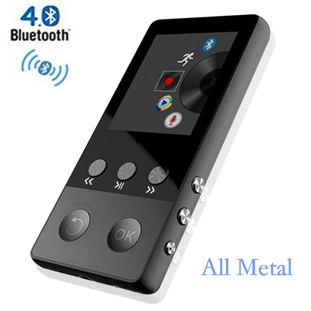 HiFi Metalen MP4 Speler met Bluetooth 8GB 2.0 Inch Scherm Spelen 80 uur kan Ondersteuning 64GB Sd-kaart met FM Radio Voice Recorder