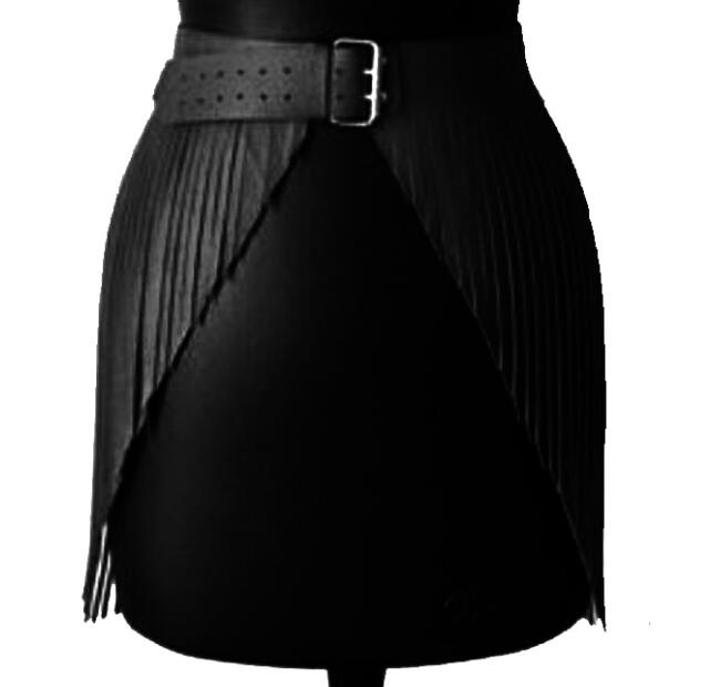 Lang kvast boho frynser bredt bælte damer luksus læder sort bælte kvinder gotisk korset talje damer bælter tilbehør: B0030- sorte