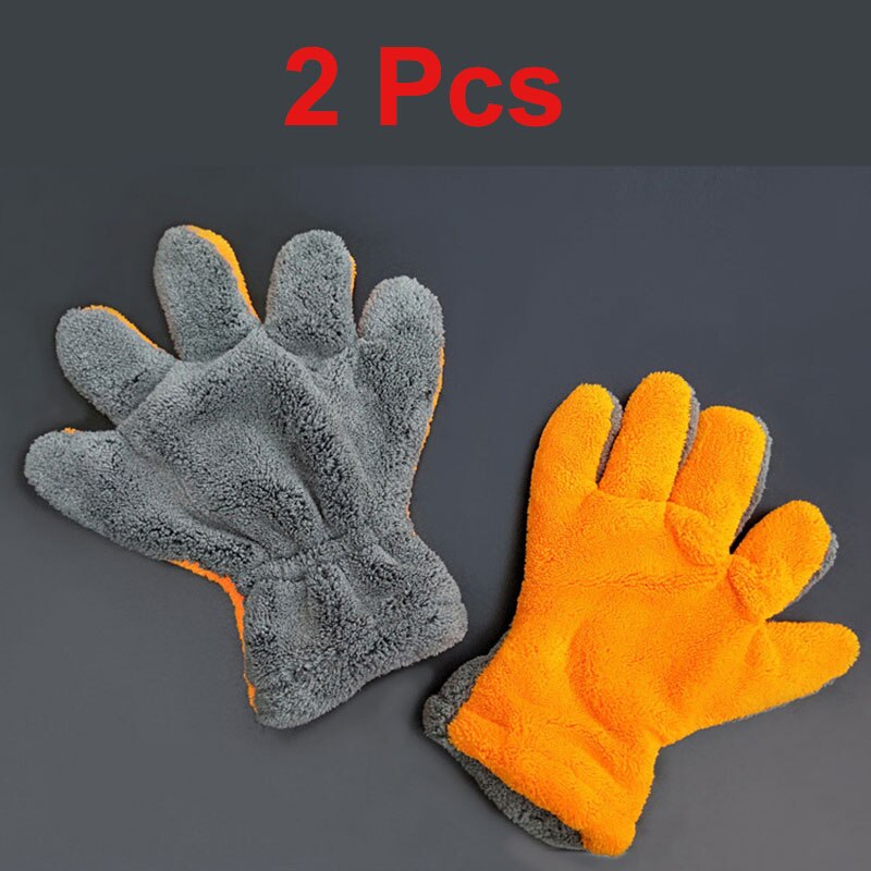2 pièces Ultra-luxe microfibre gants de lavage de voiture outil de nettoyage de voiture usage domestique multi-fonction brosse de nettoyage détaillant: 2 pcs Orange