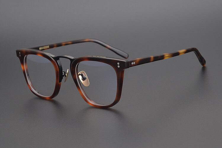 80106 handgjorda acetat glasögon båge retro ren titan optiska datorglasögon för män kvinnor: Leopard