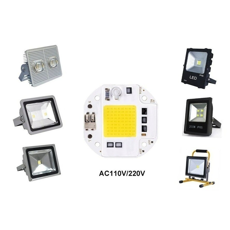 Puce LED COB haute puissance 100W 70W 50W, sans soudure, pour projecteur, projecteur 220V 110V, perles lumineuses intégrées, aluminium blanc
