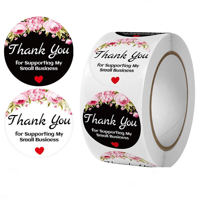 500pcs Thank You Sticker Envelope Sealing Labels Flower Sticker Stationery Supply Decoration for Birthday Wedding Party