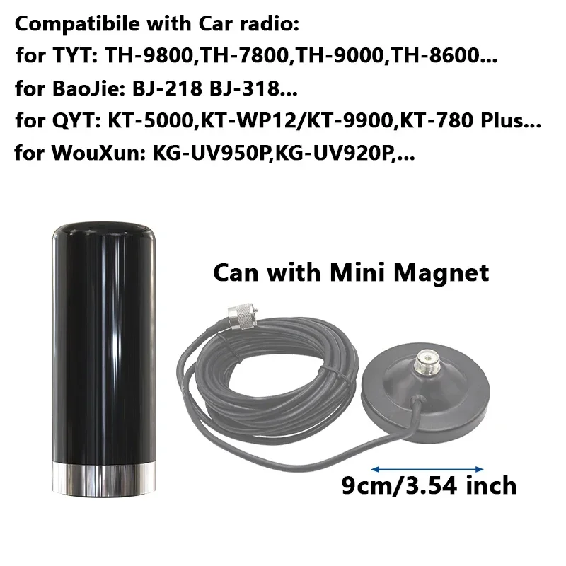 Antena de Radio corta para coche UHF/VHF de doble banda HH-N2RS PL-259 antena 136-174MHz/400-480MHz para IC-980 PRO KT8900 BJ-218 Radio móvil