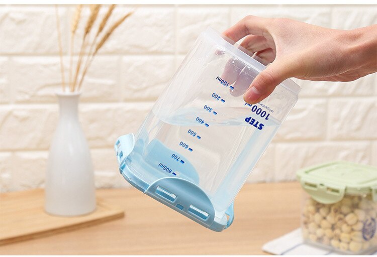 PP Food Storage Box Plastic Clear Container Set with Pour Lids Kitchen Storage Bottles Jars Dried Grains Tank