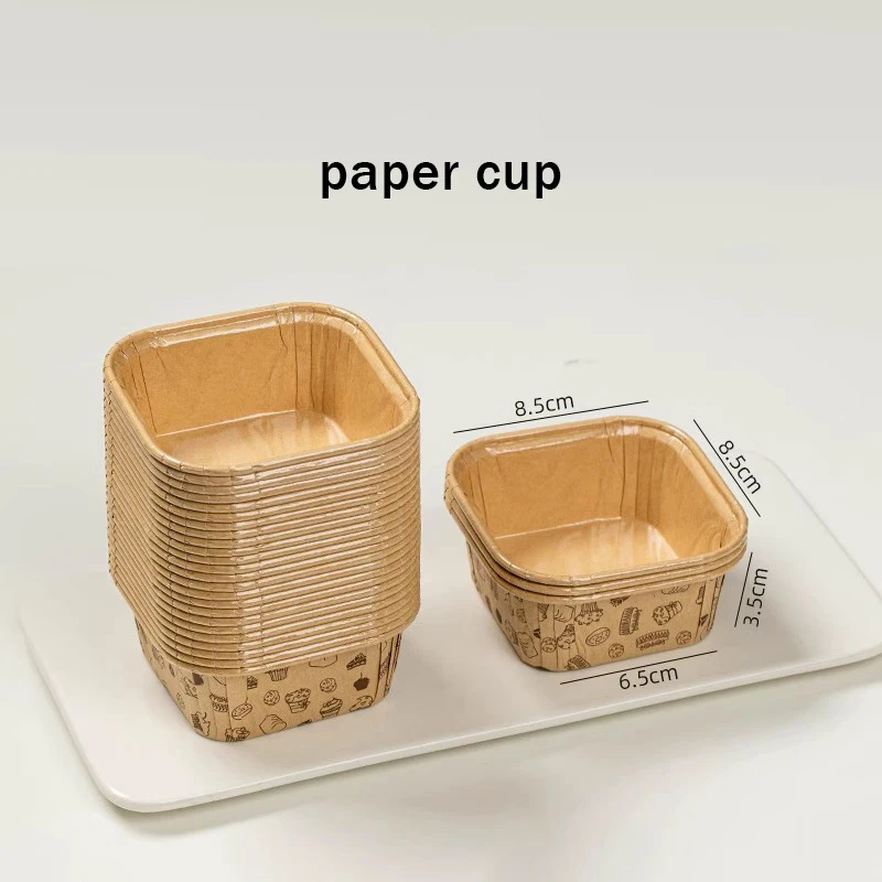50pcs Square Cake Paper Holders Bread Dessert Pastry Packaging Boxes Disposable Oil Proof Paper Cups Cake Tools Kitchen Supplies: Red