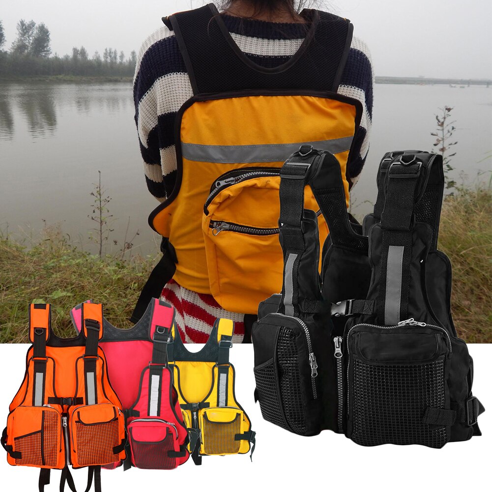 Multi Pocket Rafting Zwemvest Kajak Vissen Zwemmen Mesh Verstelbare Vest Volwassenen Water Sport Rits Varen Drifting Kano