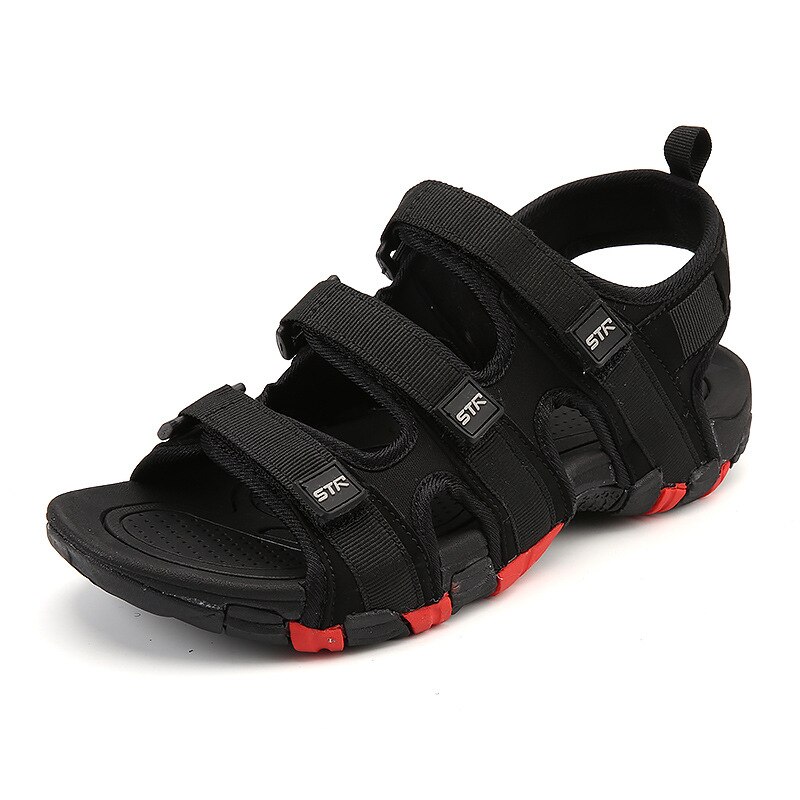 M-anxiu Männer gucken-Zehe Gummi Sohle Kreuz-Band Haken-schleife Sandale Sommer lässig PU gleitschutz draussen Sandale Schuhe: Schwarz / 39