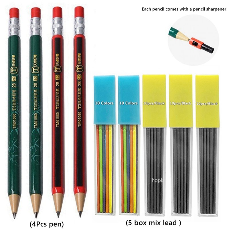 SHINEOFI 6 Stuks Mechanische Potloden – 2,0 Mm Navulpotloden Voor Schetsen En Examens