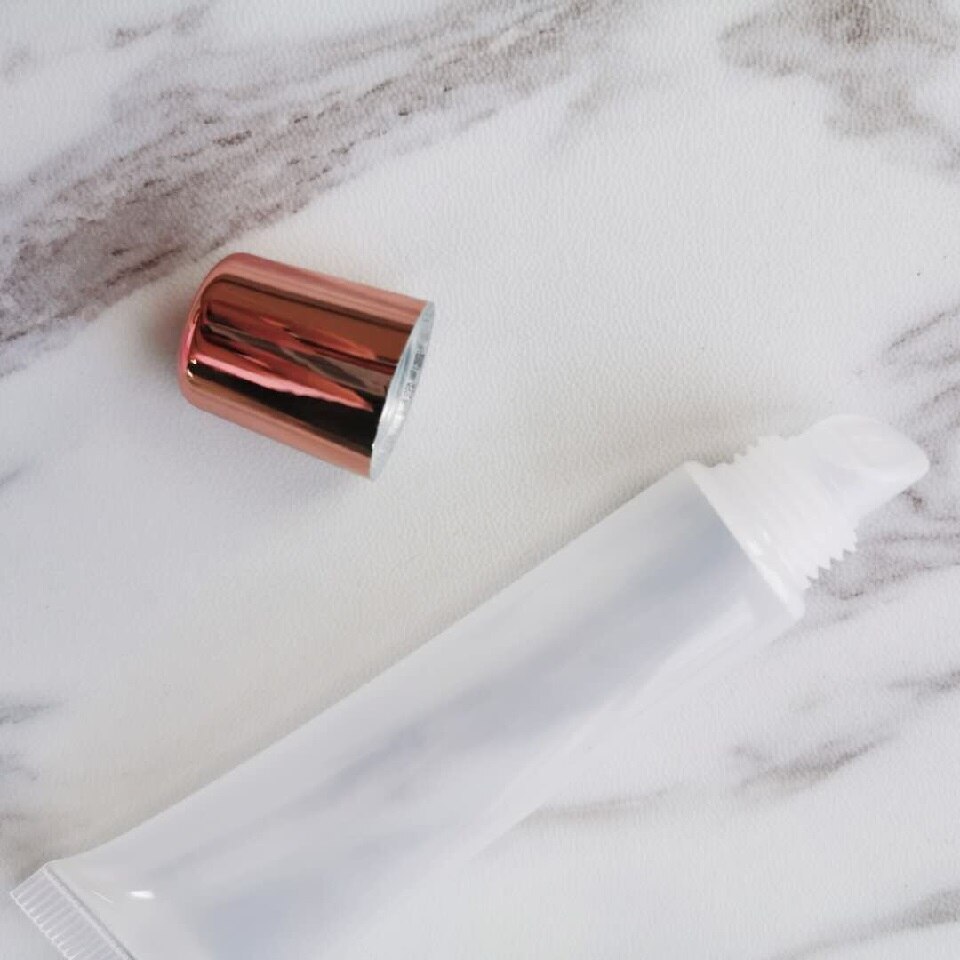 Tube transparent à pression pour le maquillage, or Rose, 15ml, contenant vide pour Gloss à lèvres, baume à lèvres, doux, à faire soi-même, 20 pièces/lot