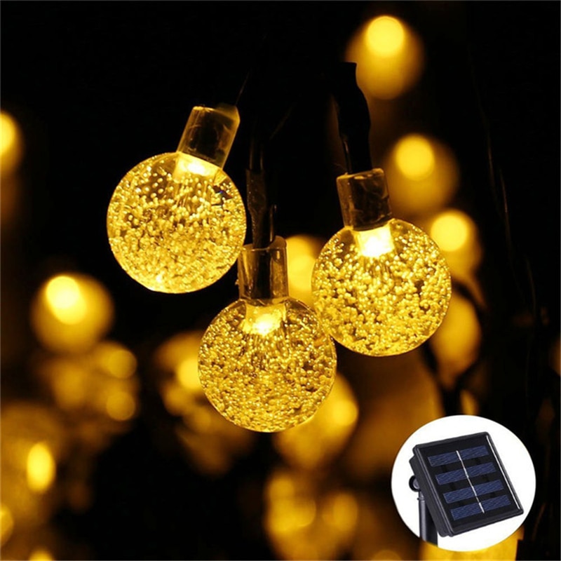 50 Leds 10M Crystal Ball Solar Lamp Power Led String Kerstverlichting Solar Slingers Kerst Decor Voor Outdoor warm Wit