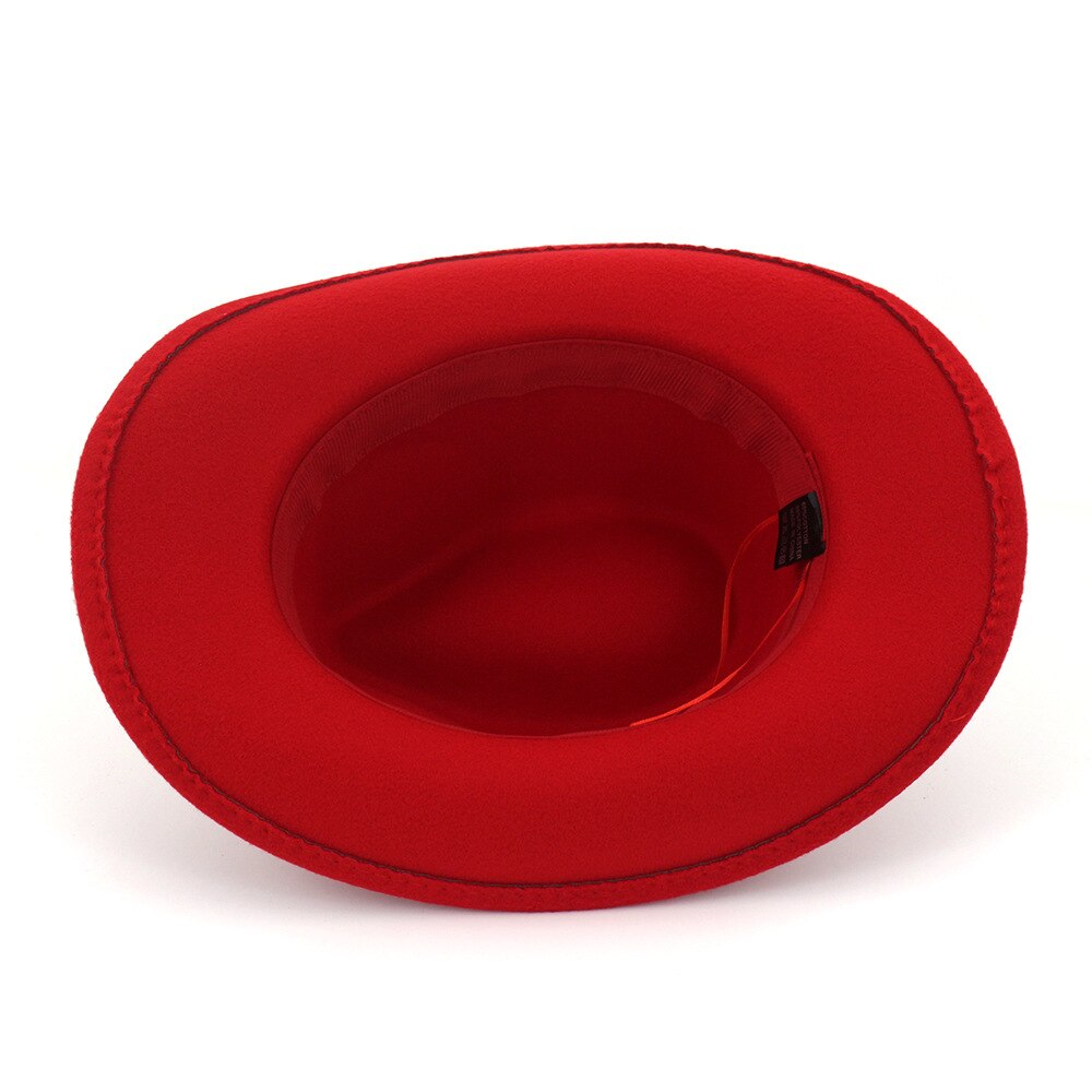 QBHAT-sombreros de fieltro de lana para hombre y mujer, sombrero de fieltro de vaquero con banda de cuero marrón oscuro, gorra Formal de clásica,