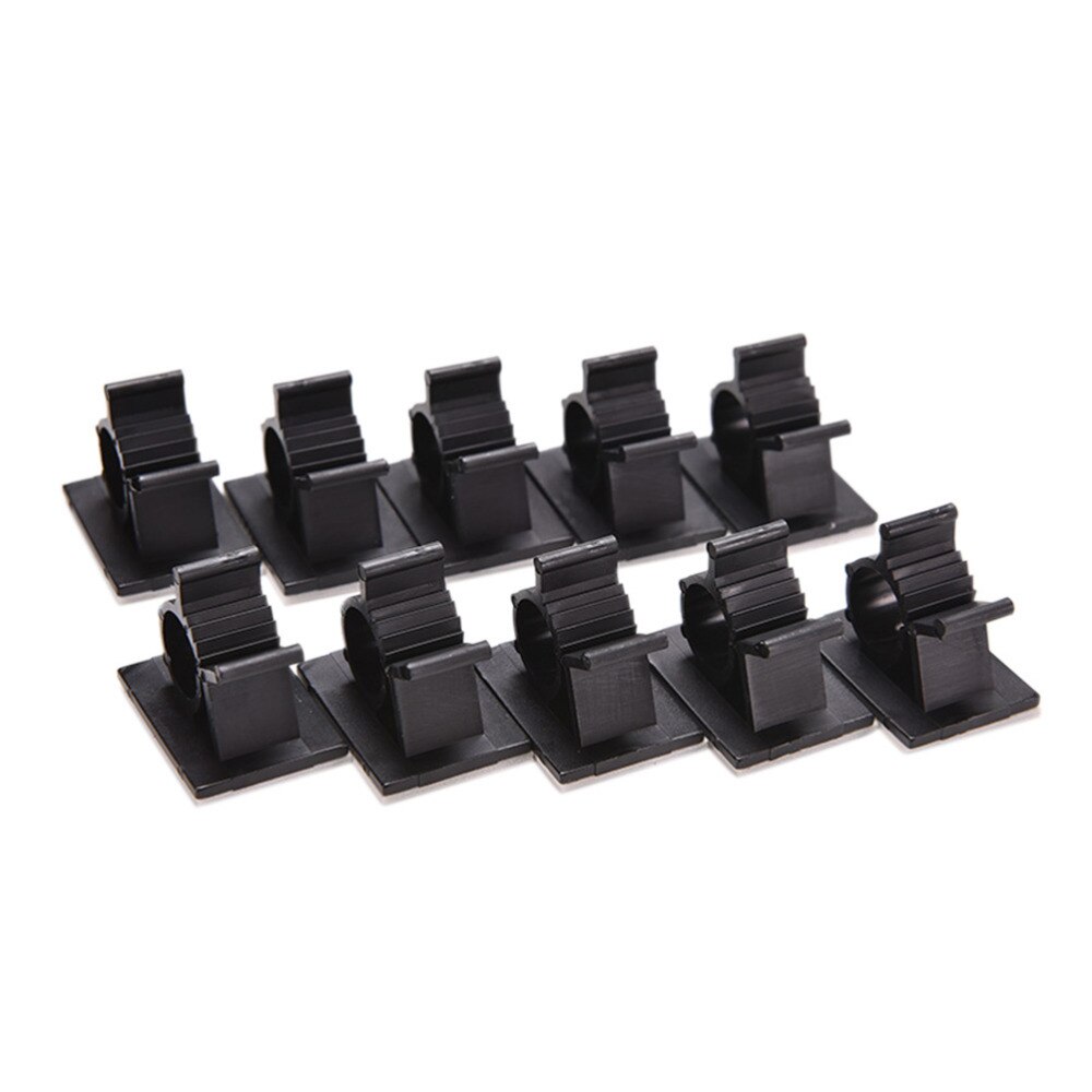 10 st 25mm svart självhäftande sladd kabelkabel clips självhäftande kabelklämma