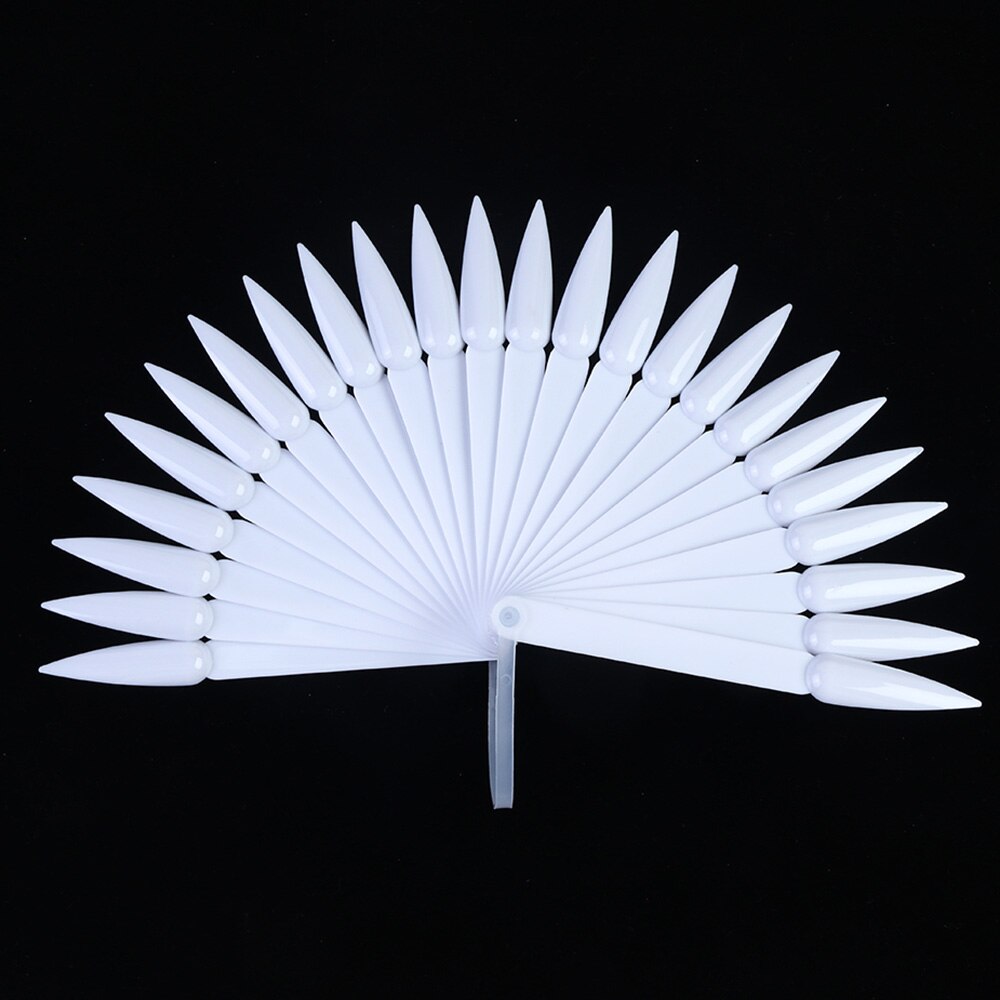 24Pcs Clear Natuur Wit False Nail Tips Display Sample Uv Gel Polish Praktijk Fan Board Nail Art Tool Manicure SA1503-1: WHITE