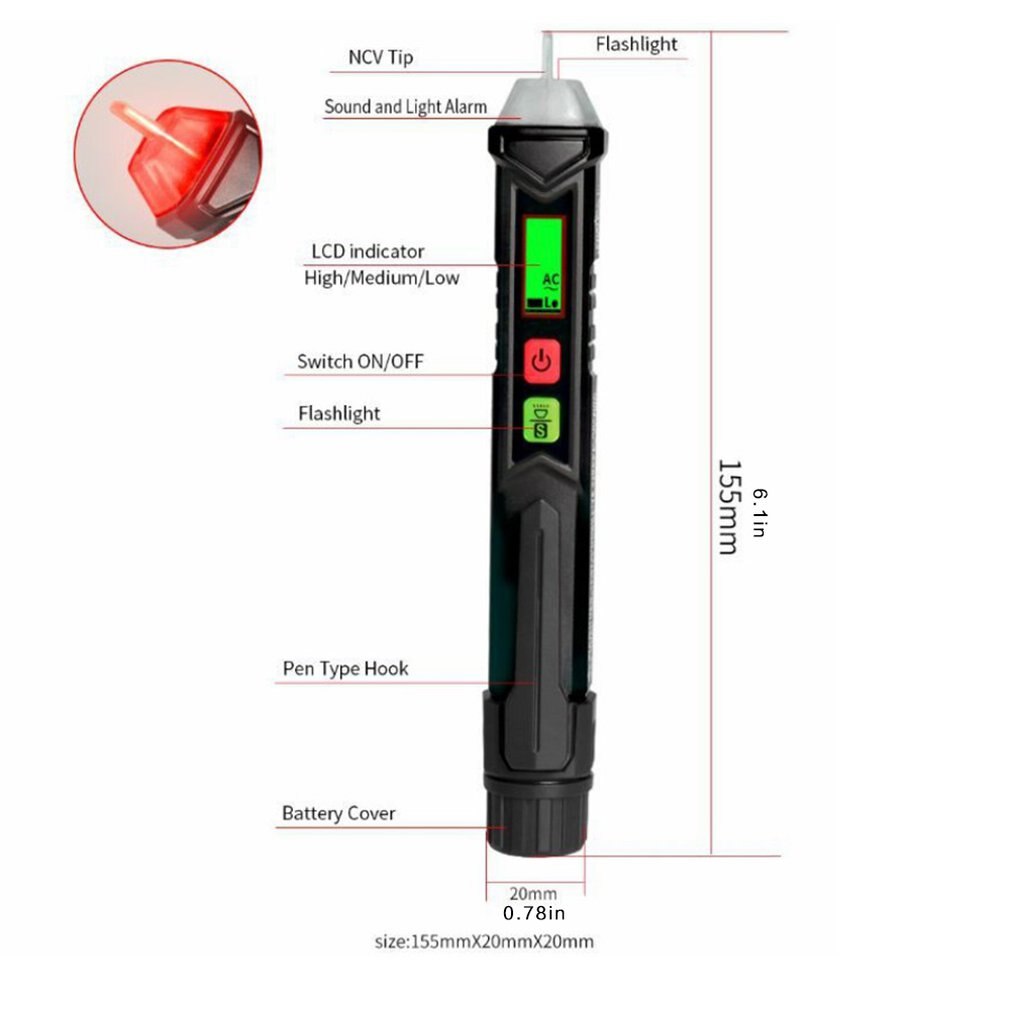 Induction electric pen light electric pen One-line Electronic Electroscope Digital Display Induction Pencil