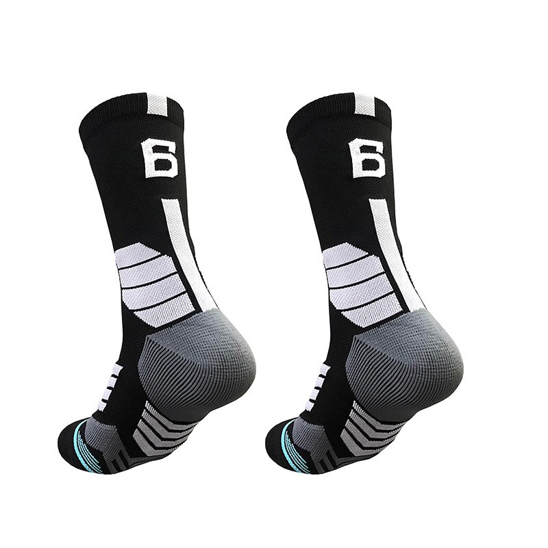 Elite Basketball Socken Männer Compression Radfahren Socken Mit Anzahl Männer Handtuch Bottom Außen Sport männer socken: Number 6