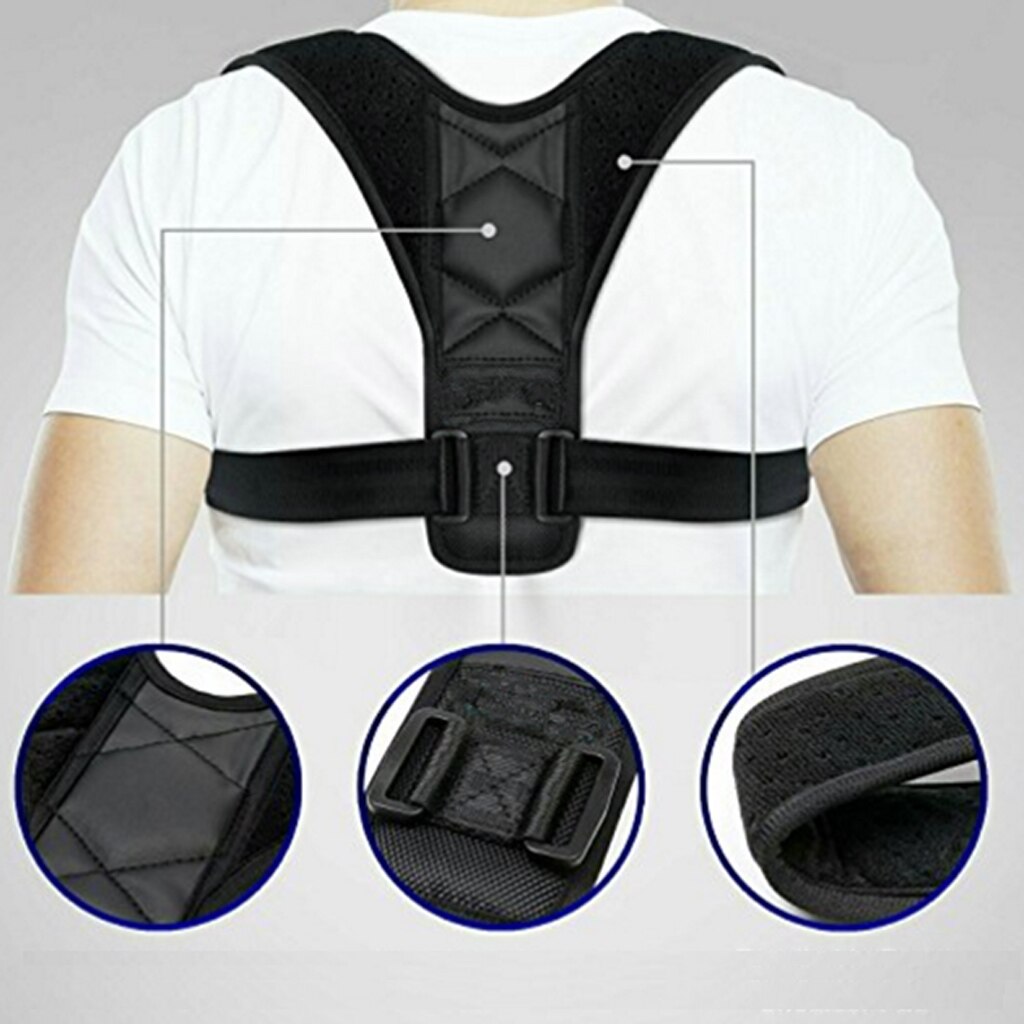 Corrector de postura para hombros y espalda, soporte para Rotura de clavícula, negro