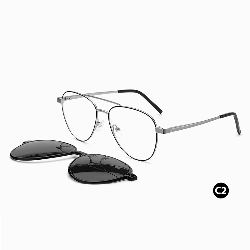 Ceofy, montura de gafas Vintage para hombre, Clip solar polarizado 2 en 1, de , montura de gafas graduadas ópticas para hombre: Blanco