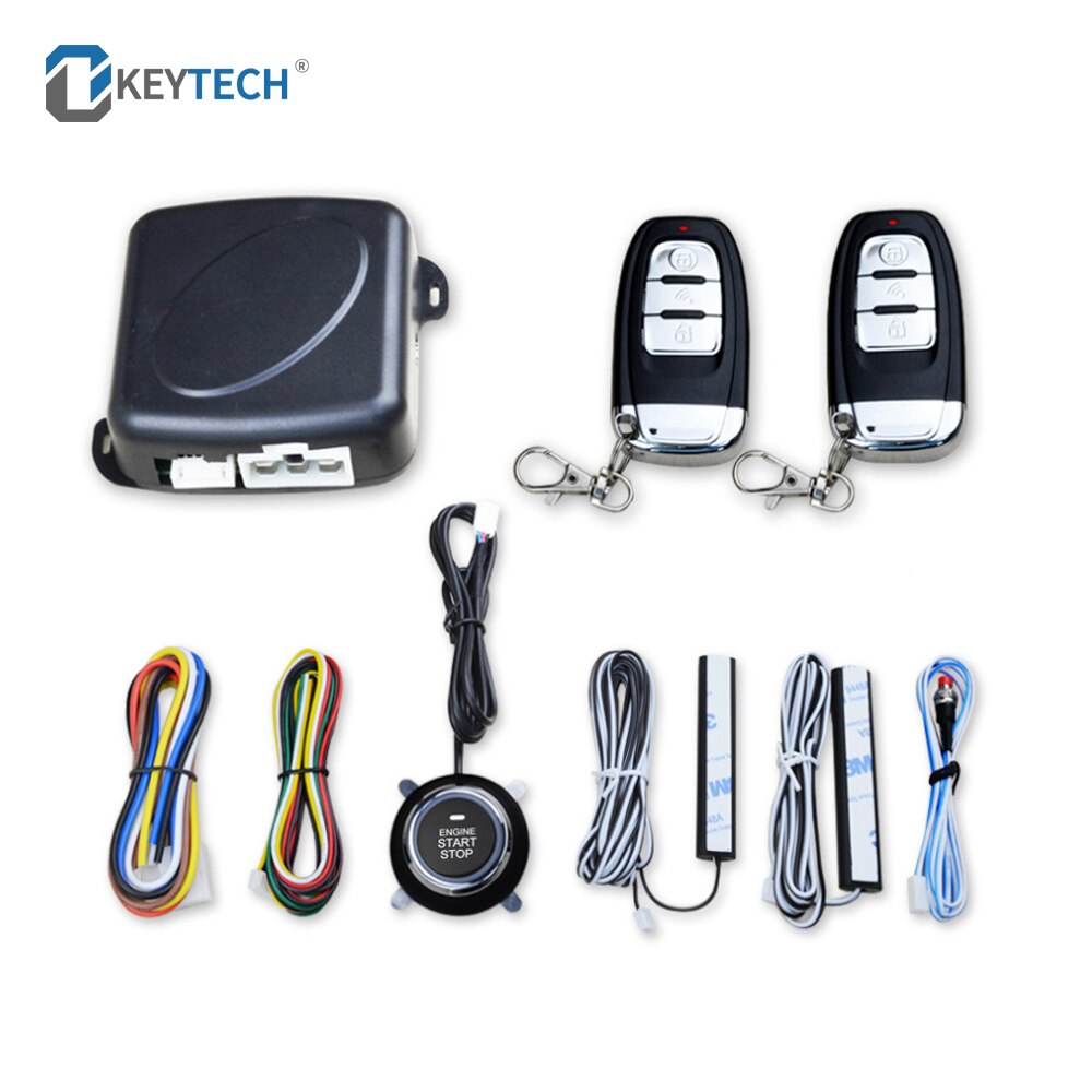 Okeytech universeel 12v-inch autoalarm met één knop start, motor, drukknop, keyless entry-systeem met afstandsbediening, start/stop