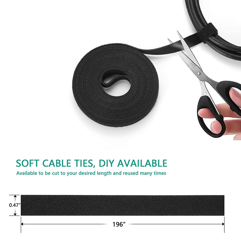 126Pcs Cord Management Organizer Kit Cable Sleeve with Zipper Cable Management Sleeve for TV Office Home Etc (Black)