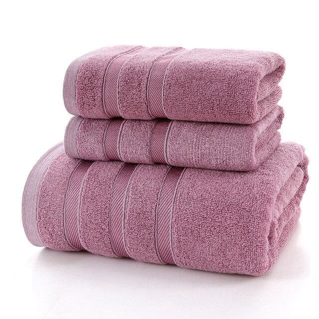 Zhuo  mo 100%  bambus fiber badehåndkle til voksne 4 farger 70 * 140/35*75cm håndkle dårlig stort tykt absorberende antibakterielt: Lilla / 2 ansiktshåndkle 34 x 75cm